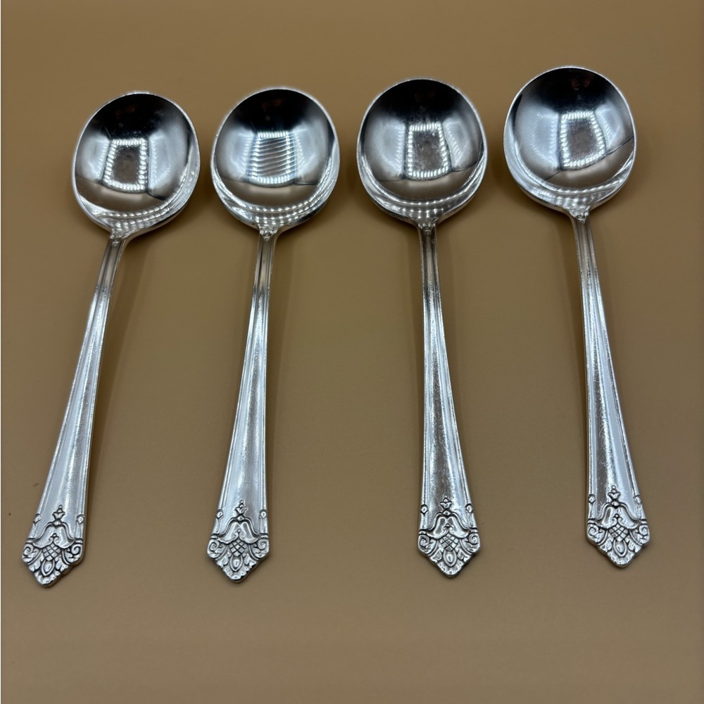 1847 Rogers Bros (IS) Her Majesty - Four Gumbo Soup Spoons #1